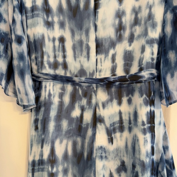Lauren Ralph Lauren Blue Tie-Dye Georgette Ruffle Dress Bell Sleeve Women’s 8 - Picture 6 of 9